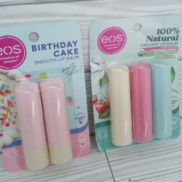 eos Evolution of Smooth Lip Balm- Birthday Cake + 100% Natural Organic - Picture 2 of 3